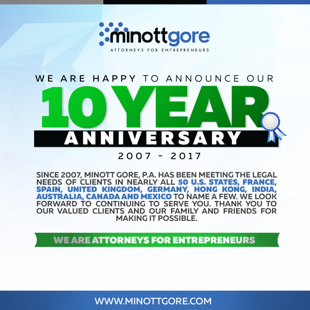 10 years anniversary trademark attorney services